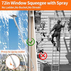 4 in 1 Window Squeegee with Water Tank,Window Cleaner Tool with Remote Control Water Spray,16'' to 72'' Adjustable Extension Pole,Wastewater Tray,Sponge Window Squeegee for Shower Glass Car Window - Image 3