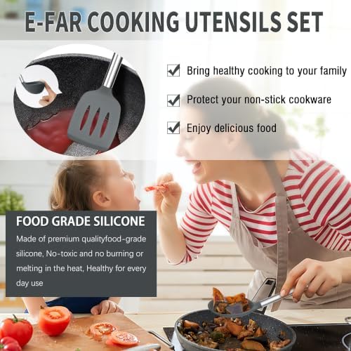 E-far Silicone Cooking Utensils Set, 30-Piece Gray Kitchen Utensils Set - Image 6