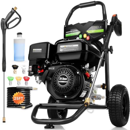 4200PSI Gas Pressure Washer 4.0GPM Gas Power Washer 212CC Gas Powered Washing Machine Commercial High Pressure Washer with 25ft Hose&5 Nozzles for Patio Garden Yard Vehicle,EPA/CARB/ETL by Steupoek