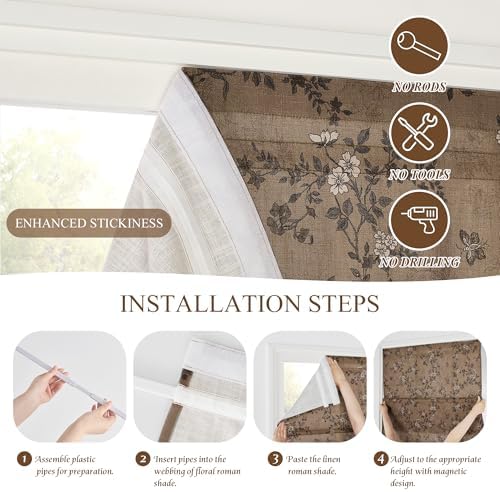 StangH Khaki Cordless Roman Shades for Windows, W36 x L64, 1 Panel - Image 5