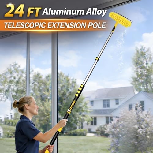 30 Feet High Reach Squeegee Window Cleaner Kit with 5-24Ft Extension Pole - Image 2