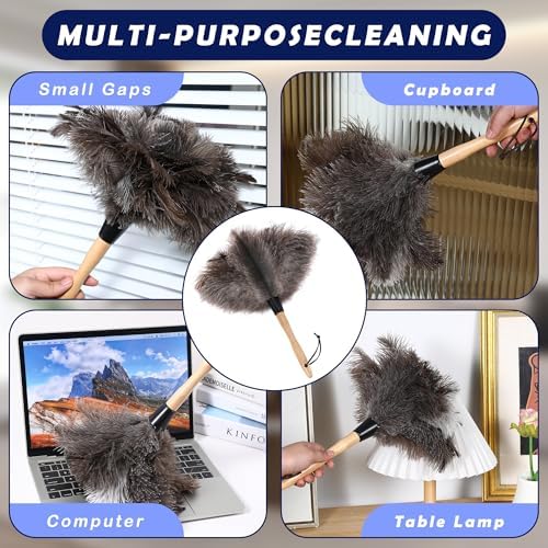 Soarer Ostrich Feather Duster for Cleaning,2Pcs Brush Kit,14inch Handle - Image 6
