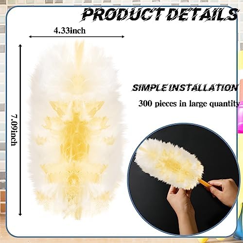 Vesici 300 Pcs Duster Refills Compatible with Swiffer Dusters Bulk Disposable Replacement Thickened with 1 Handle Heavy Duty for Cleaning, Office (Yellow) - Image 3
