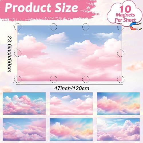 6 Pcs Fluorescent Light Covers with 60 Magnets Decorative for Classroom Ceiling Light 4 x 2 Feet Magnetic Lights Covers Filter Easy Install for Office Hospitals & Home Drop Ceiling Supplies (Cumulus) - Image 2