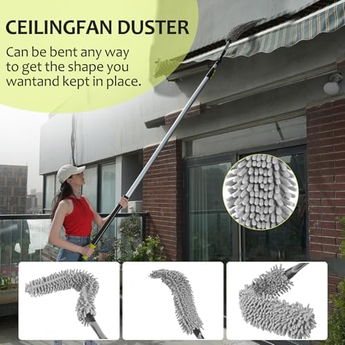 【Upgrade Anti Rotation 】 20FT High Reach Duster Kit,Lightweight Aluminum Alloy Extension Rod,5-Piece Set,210° Steering Head Clean Various Angle,for Cleaning Ceiling,High Wall - Image 6