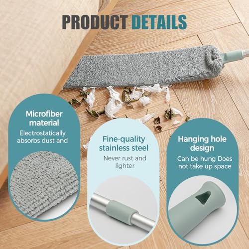 Retractable Gap Dust Cleaner with Microfiber Cloths,Extendable Long Handle Washable Bendable Duster Brush for Cleaning Under Appliances Furniture Couch Fridge - Image 6