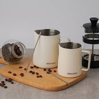 Milk Frothing Pitcher, 350ml/12oz Steaming Pitchers Stainless Steel Milk Coffee Cappuccino Latte Art Barista Steam Pitchers Milk Jug Cup with Decorating Art Pen, Matte White - Image 5