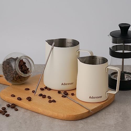 Milk Frothing Pitcher, 350ml/12oz Steaming Pitchers Stainless Steel Milk Coffee Cappuccino Latte Art Barista Steam Pitchers Milk Jug Cup with Decorating Art Pen, Matte White - Image 5