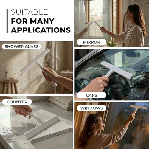 GÜTEWERK Silicone Shower Squeegee with 3-in-1 No-Drill Mount, White, 9'' - Image 6