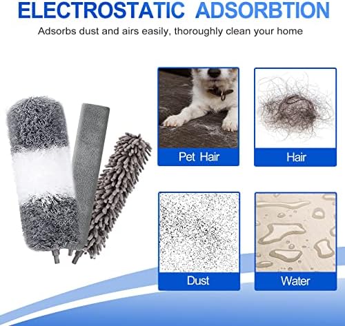 Microfiber Duster Kit (11PCS) - Washable Dusters with Extension Pole (30 to 100 in) for Cleaning Ceilings, Fans, Furniture - Image 5