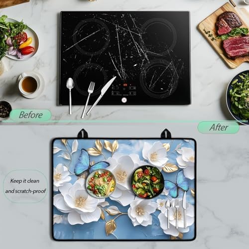 Modern White Gold Flower Stove Top Cover for Electric Stoves - Image 5