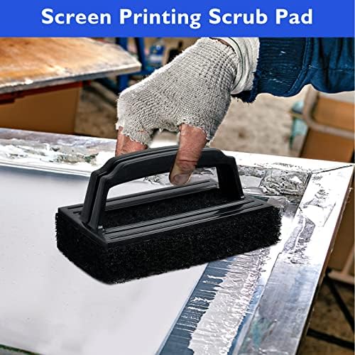 10 Pcs Screen Printing Scrub Pad with Handle, Chemical Resistant Screen Print Ink Cleaning Brush, Silkscreen Ink Remover Scrub Cleaner Supplies for Degreasing Reclaiming Mesh Frames - Image 3