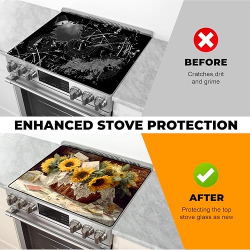 Heat-resistant Stove Top Cover - 28.5" X 20.5" Cooktop Protector Covers, Scratch-resistant Washable Pad Kitchen Countertop Mat (Sunflower, 28.5" x 20.5") - Image 5