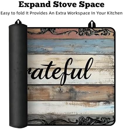 Multi-Design Stove Top Cover for Glass/Electric Stoves - 3-in-1 Heat-Resistant Protector Mat, Non-Slip Drying Rack 28"x20" (Grateful, 28" L x 20" W) - Image 6