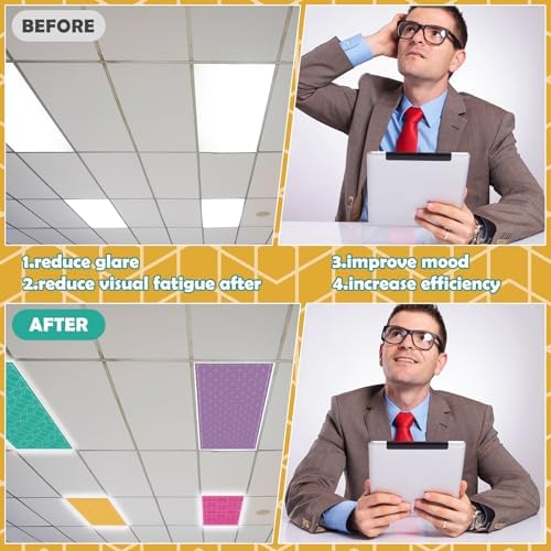 6pcs Classroom Fluorescent Magnetic Light Covers 2x4 FT Bright Geometric - Image 5