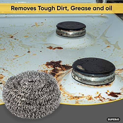 Superio Stainless Steel Scourers Steel Wool Scrubber Pad Used for Dishes, Pots, Pans, Grill, Stoves, and Ovens, Easy scouring for Tough Kitchen Cleaning Pack of 24 - Image 5