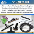 1.5” Backpack Vacuum Accessory Kit Includes Hose, 2-Piece Aluminum S-Wand, 14” Floor & Scallop Brushes, Dust & Upholstery Tools, 15” Crevice Tool, 10-Pack 100331 Vacuum Bags–10 Qt Size - Image 5