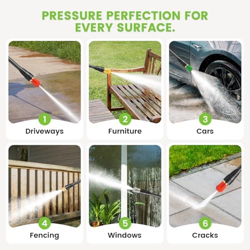 Electric Pressure Washer 5000 PSI High Power Washer with 33ft Hose Reel,4 Nozzles and Foam Cannon,Power Cleaners Machine for Home, Cars, Patio, Green - Image 6