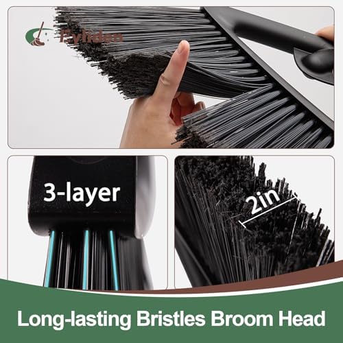 Eyliden Angle Broom with 57" Long Handle, Outdoor Indoor, Black - Image 4