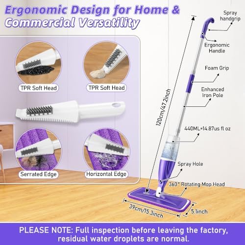 Wet Dry Mops for Floor Cleaning: Spray Mops Hardwood Floor Mop Refillable - Image 5