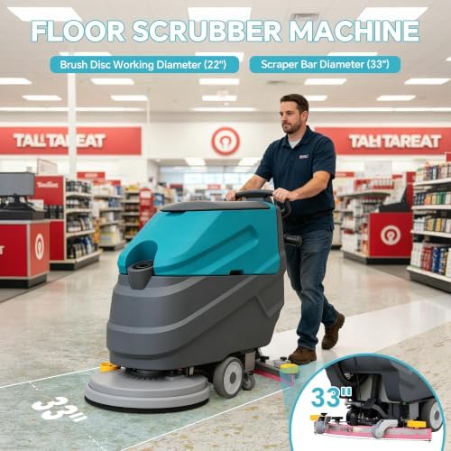 T380 22" Walk-Behind Commercial Floor Scrubber Machine,Large Tank - Image 4