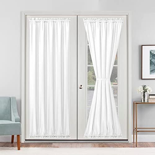 Hiasan French Door Curtains Rod Pocket, White, 52W x 72L, 1 Panel by Hiasan