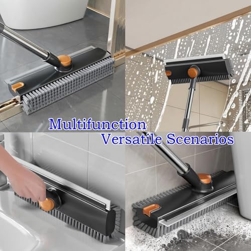 Floor Scrub Brush with Squeegee Long Handle 3 in 1 tub Brush 52'' 2026 Upgraded Multi-Functional Stiff Bristle Cleaning Scrub Brush Rotating Tile Brush for Cleaning Bathroom Patio, Pool, Garage - Image 5