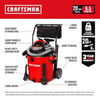 CRAFTSMAN CMXEVBE17656 20 Gallon 6.5 Peak HP Wet Dry Shop Vacuum with Cart - Image 2