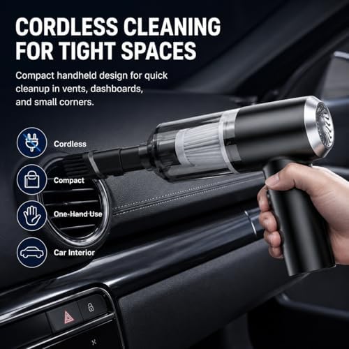 Handheld Vacuum Cordless, 28000Pa Powerful 4 in 1 Portable Vacuum Cleaner with HEPA Filter, Lightweight USB Rechargeable Mini Vacuum for Car, Pet Hair, Dust, Crumbs (Black) - Image 2