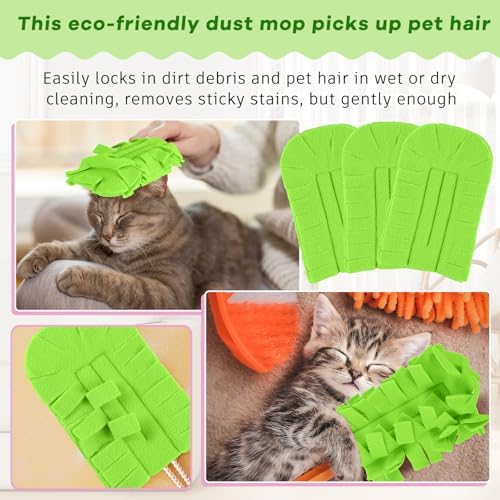 6 Pcs Reusable Duster Refills Washable Pads, Olive Green - Image 3