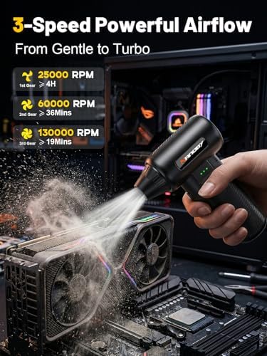 X213 Compressed Air Duster, 130000RPM, 3-Speed Adjustable, Electric - Image 3