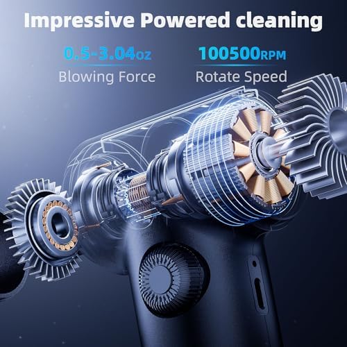 DOROBEEN Compressed Air Duster, PC Keyboard Cleaner, Replace Compressed Air Can, Electric Air Duster with Brushless DC Motor, Stepless Knob - Image 2