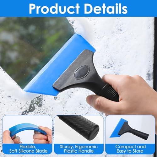 9-Pack Small Squeegee, 5 Inch Window Tint Squeegee Set with Silicone Blades & Non-Slip Handle - Car Windshield Wiper, Glass Shower Door Cleaner, Mirror & Auto Detailing Tool - Red, Blue, Green - Image 3