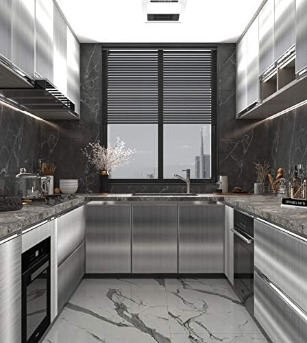 BAYYA Stainless Steel Contact Paper for Fridge Silver Metallic Wallpaper - Image 3