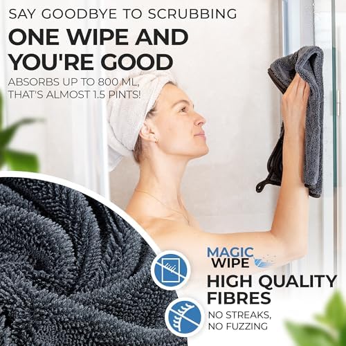 Magicwipe® Bathroom Drying Cloth XL (40×60 cm, 2 Pack) – Removes Limescale & Hard Water Stains in Seconds with Just Water – Streak-Free for Shower Glass & Tiles – Reusable Microfibre Cloth - Image 3