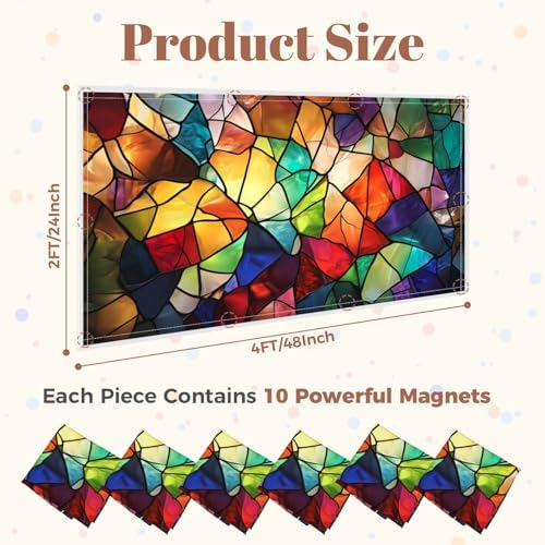 6 Pcs Fluorescent Light Covers for Ceiling Lights abstract stained glass features an intricate arrangement Magnetic Decorative Shade Filters 4x2 ft for Classroom Office Hospital Decor - Image 2