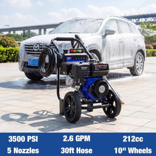BILTHARD 3500 PSI Gas Pressure Washer, 2.6 GPM Heavy Duty Power Washer with 212cc 4 Cycle Engine, Spray Gun and Wand, 5 Quick Connect Nozzle Tips, 30 Foot Hose - Image 6