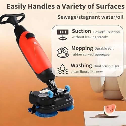 Commercial Floor Washer,Walk Behind Floor Scrubber,Electric Floor Cleaner,Floor Buffer Polisher Machine,Floor Scrubber for Kitchen,for Schools,Supermarkets,Hotels,Factories, Gray - Image 4