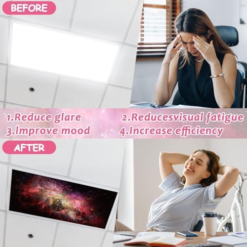 Wiooffen 8 Pcs Fluorescent Light Covers with 80 Magnets Decorative for Classroom Ceiling Light 4x2 Feet Magnetic Filter Easy Install for Office Hospitals & Home Drop Ceiling Supplies(Starry Night) - Image 3