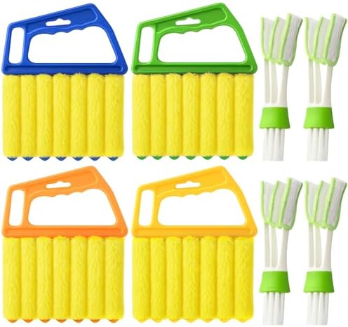 Blind Cleaner Duster Tool - 4 Pcs 7 Fingers Anti-Shedding Window Blind Cleaner Tool and 4 Pcs Air Vent Cleaner, with High-Density Microfiber Fleece and Ergonomic Handle, Detachable and Washable by DF+DUALFERV