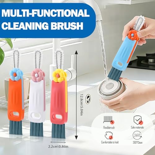 3 in 1 Cup Lid Cleaning Brush, 4PCS Multifunctional Crevice Cleaning Brush for Water Bottle Insulated Cup Tumbler Lid Groove Narrow Space Detail Cleaner Home Kitchen Gadgets - Image 2