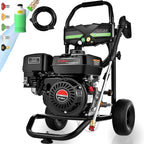 Commercial 4000PSI 4GPM 212CC Gas Pressure Washer, 7.0 HP Heavy-Duty 4-Stroke 3600RPM Professional Gas Power Washer with 9" Wheels/5 Nozzles/25FT Hose/1L Foam Bottle (EPA/CARB/ETL Compliant), Black by Steupoek