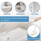 Qaestfy Shower Scrubber Cleaning Brush Combo Bath Tub Tile Cleaner Scrubber Brush with 51'' Adjustable Long Handle Scrub Brush for Bathroom Shower Bathtub Wall Mop Cleaning Scrubbing - Image 2