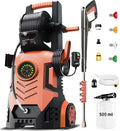 5000 Max Pressure Washer with Adj-8-Level Touch Screen, 34" Tall Power Washer, 35ft Power Cord w/GFCI, Inlet Hose&Filter&500mlFoam Cannon for Cars/Fences/Driveways/Home Cleaning，Red by FOTING-Makeyourwaterrefreshed