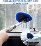 Car Windshield Cleaner Tool with Reusable Pads Extendable Handle(Blue) - Image 2