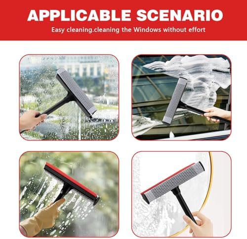 Professional 8.1" 2 in 1 Window Squeegee with 16" Long Handle,Car Squeegee for Gas Station,Home,Car，Glass,Shower,Outdoor High Window Cleaning - Image 5