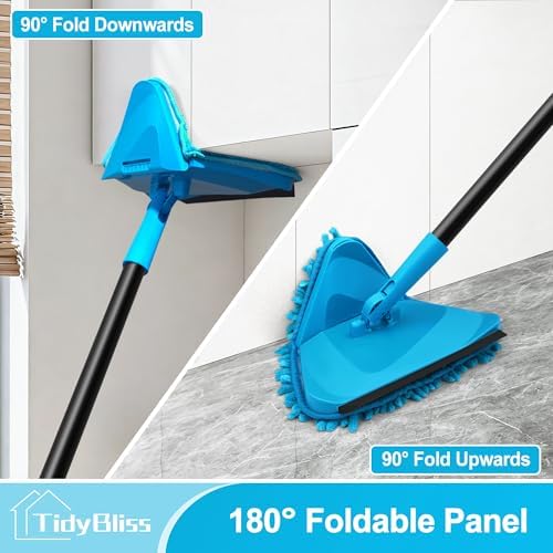 TidyBliss Upgraded Foldable Wall Cleaner Mop with 80” Long Handle (Blue) - Image 3