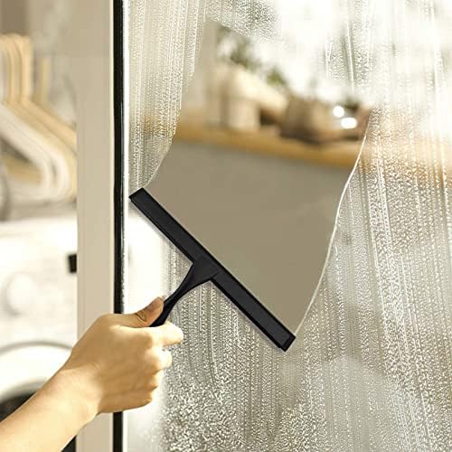 Shower Squeegee for Glass Doors,10-Inch Shower Glass Squeegee, Matte Black Shower Squeegee for Shower Doors,Mirror,Windows, with Shower Door Hook and Adhesive Hook - Image 6