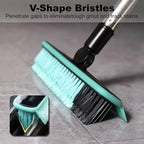 Grout Cleaner Brush with Long Handle, V-Shaped Floor Scrub Brush Swivel Grout Brush Stiff Bristle Floor Grout Scrubber for Bathroom, Tile Line, Crevice, Kitchen, Wall, Deck, Garage (Green) - Image 3