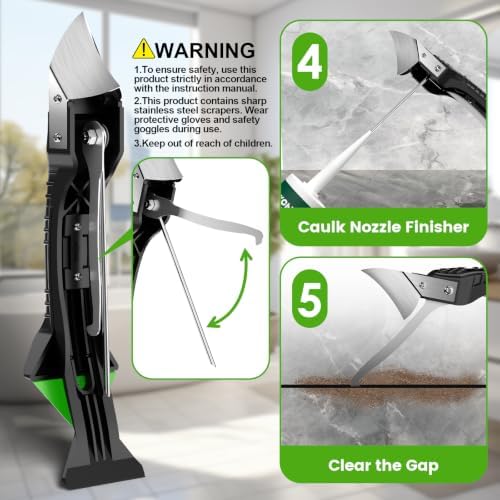 Goopreen 5 in 1 Caulking Tool Silicone Caulking Grout Removal Sealant Finishing Tool with Stainless Steel Head, 6 Replaceable Pads, Gap Seam Repair Kit for Kitchen Bathroom Sink Toilet Caulking - Image 5